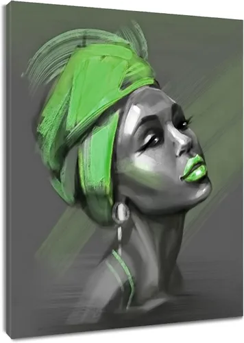 Miniatura 9 de LB Arte de pared de mujer afroamericana, mujer negra con cabello dorado, impresiones de pintura abstracta, belleza moderna negra y dorada para sala