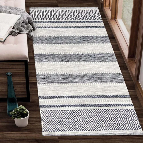 Miniatura 15 de Chardin home Alfombra bohemia con diamantes de 20 x 32 pulgadas, color marfil y negro, con flecos tejidos a mano, perfecta para entrada, felpudo