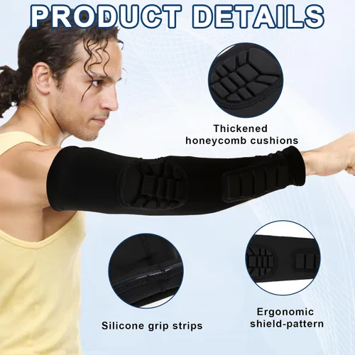 Miniatura 3 de 2 fundas acolchadas para antebrazo, mangas acolchadas de compresión para voleibol, baloncesto, manga de brazo de fútbol