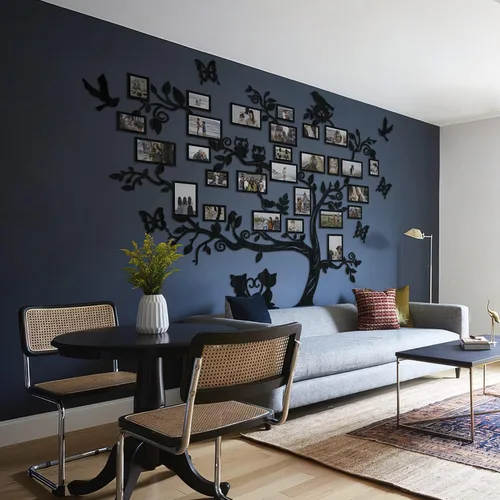 Miniatura 8 de JustLikeWood Calcomanía grande de madera para pared de árbol genealógico de 122 x 90.55 pulgadas con marco, gran familia, decoración del hogar