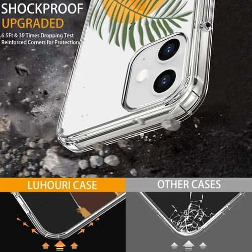 Miniatura 3 de LUHOURI Funda diseñada para iPhone 12 Mini con protector de pantalla, acrílico transparente para mujeres y niñas, funda protectora de ajuste delgado