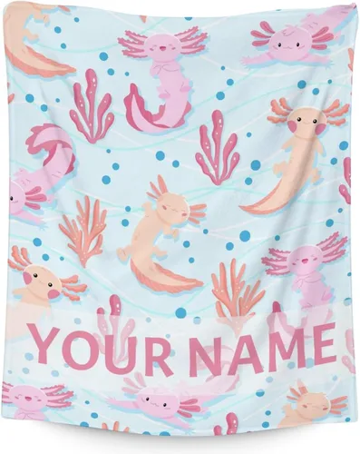 Miniatura 27 de Axolotl - Manta de regalo de 40 x 50 pulgadas para niñas, manta suave y mullida azul para cama, sofá y sala de estar Axolotl1-1