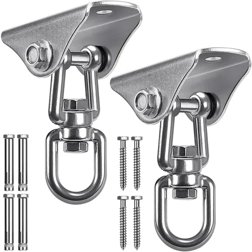 Miniatura 11 de SELEWARE Colgador de columpio de acero inoxidable resistente para techo Montaje en techo con giro libre Gancho de columpio Kit de accesorios