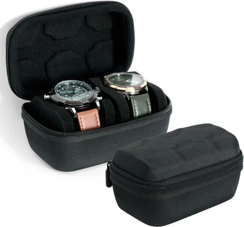 Caja organizadora de reloj duro para hombres o mujeres, funda de viaje para 3 relojes, soporte portátil para relojes de pulsera y relojes