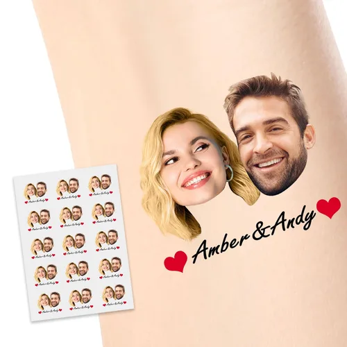 Miniatura 28 de Tatuajes temporales personalizados, personaliza cualquier foto tatuajes para cumpleaños, boda, despedida de soltera, 1 juego de 15 tatuajes Patrón 9