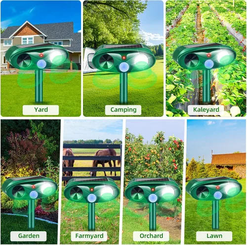 Miniatura 8 de Paquete de 4 repelentes solares de animales, repelente ultrasónico para gatos al aire libre para mantener alejados a los gatos, repelente sónico