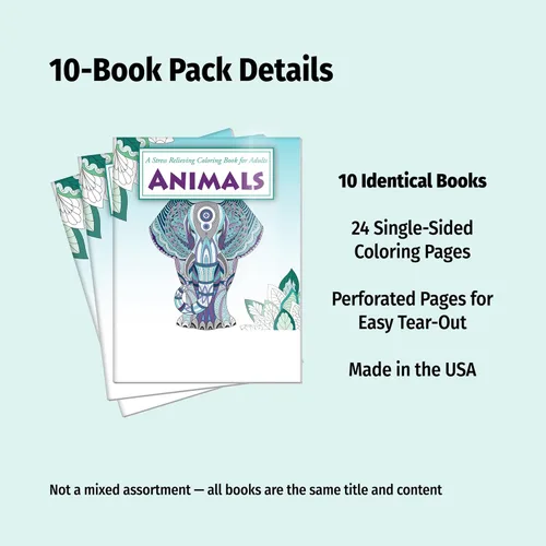 Miniatura 2 de ZOCO Libros para colorear de animales, paquete de 10 unidades, regalos de relajación para adultos, personas mayores, adolescentes y niños, ideal Sin