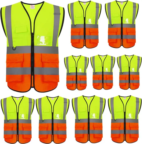 Miniatura 12 de zojo Chalecos de seguridad de alta visibilidad con bolsillos, para trabajos al aire libre, ciclismo, correr, caminar, deportes, se adapta a hombres