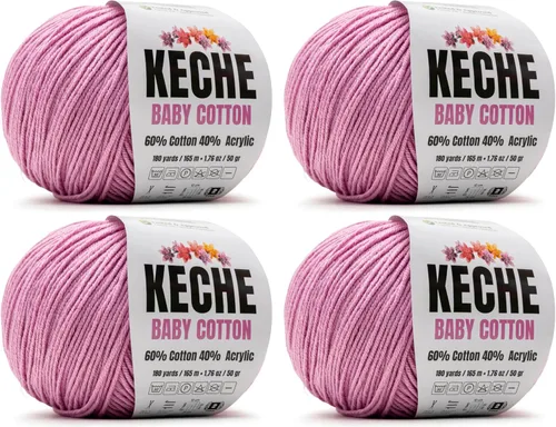Miniatura 74 de Keche Hilo de algodón, 60% algodón, 40% hilo acrílico, hilo de algodón suave para crochet y tejer, hilo amigurumi, 1 madeja/bola, 1.76 onzas (50g)