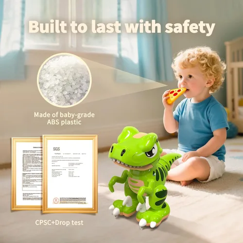 Miniatura 6 de P&C Juguetes de dinosaurio con control remoto para niños Robot recargable Velociraptor con pulverización, efectos de sonido, baile, Dino RC