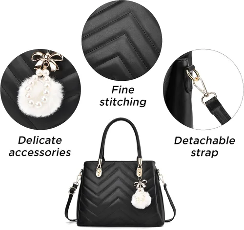 Miniatura 6 de I IHAYNER Bolsos de mano para mujer, bolso acolchado con ondas, bolso de hombro grande, bolsa cruzada para mujer, asa superior, bolsa de mano, Hobo