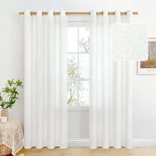 Miniatura 51 de BGment Cortinas de Lino Beige de 63 Pulgadas de Largo 2 Paneles - Tratamientos para Ventanas con Textura de Arpillera Filtrantes de Luz Cortinas