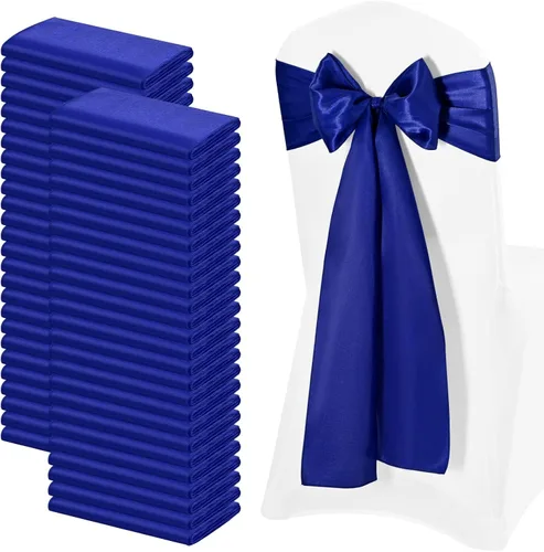 Miniatura 11 de 72 bandas de satén para silla, color azul bebé, lavables y reutilizables, fundas universales para silla, suministros para atar en la espalda