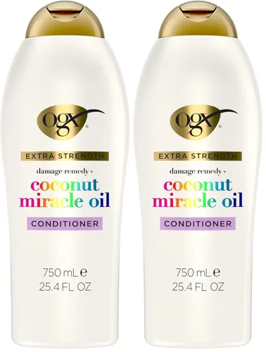 Miniatura 11 de OGX Remedio para los daños extra fuerte + Acondicionador de aceite milagroso de coco, 13 onzas