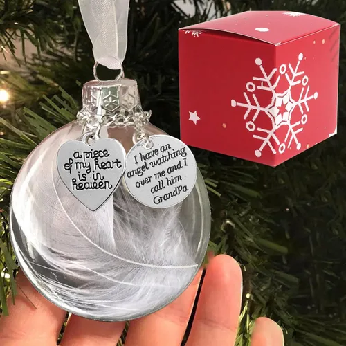 Miniatura 8 de Adorno conmemorativo de Navidad transparente, bola de plumas, A Piece of My Heart is in Heaven, Loss of Loved One Aunt Christmas Tree Hanging Pendan