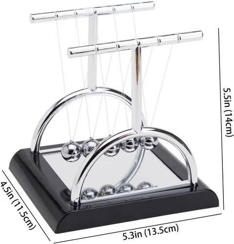 Miniatura 4 de Bolas de equilibrio de cuna de Newtons semicírculo únicas con espejo de 5.5 pulgadas, decoración de escritorio, movimiento cinético para el hogar