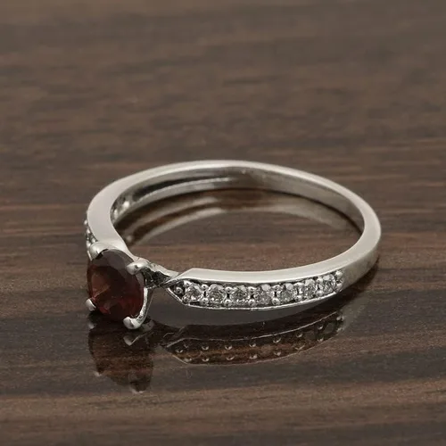Miniatura 2 de Anillo de compromiso de plata de ley 925 maciza de 0.50 quilates con corte redondo solitario de corte redondo