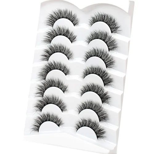 Miniatura 781 de Pooplunch - Pestañas postizas finas de visón sintético, estilo ojo de gato, naturales, cruzadas, tipo racimo, efecto 8D de volumen, tiras