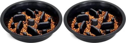 Miniatura 10 de JASGOOD Comedero lento para perros, cuenco de rompecabezas reducido para comederos elevados de mascotas, cuenco interactivo de repuesto elevado