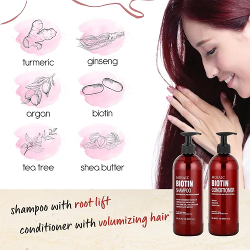 Miniatura 3 de Conjunto de Champú y Acondicionador Voluminizante de Biotina para Cabello Fino y Crecimiento - Tratamiento Anti Pérdida de Cabello Definitivo