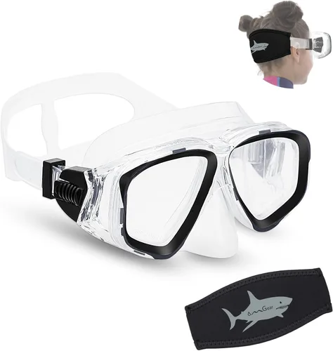 Miniatura 8 de OMGear Gafas de natación de silicona para niños, equipo de esnórquel para niños, gafas de esnórquel de vidrio templado con cubierta para la nariz