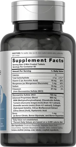 Miniatura 2 de Horbäach Glucosamina condroitina MSM cúrcuma 360 mini tabletas recubiertas Fórmula avanzada de glucosamina Suplemento sin OMG y sin gluten