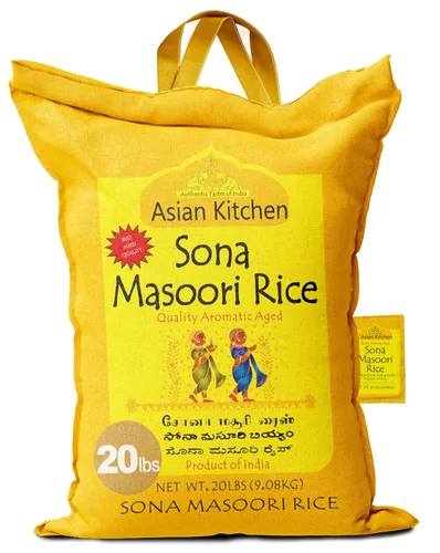 Miniatura 13 de Asian Kitchen Brown Sona Masoori - Arroz envejecido de 40 libras, 40 libras (40.0 lbs) de arroz de grano corto ~ Todo natural Apto para gluten