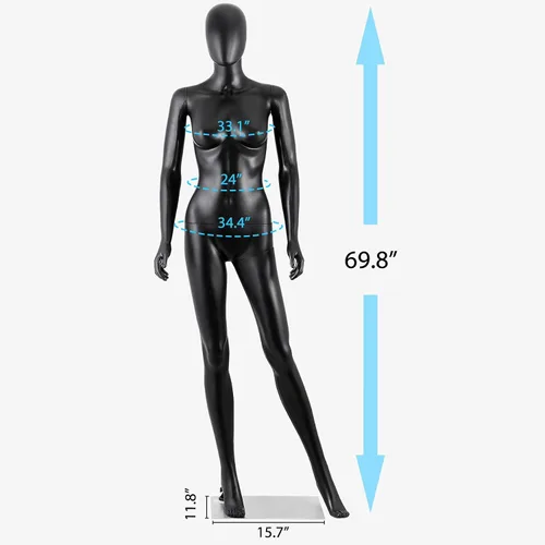 Miniatura 6 de Maniquí femenino de 70 pulgadas de cuerpo completo para vestido de costura, soporte de modelo, maniquí de exhibición realista con postura ajustable