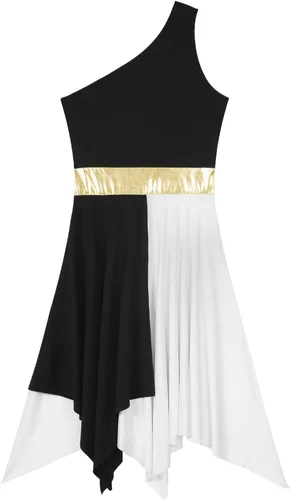 Miniatura 105 de easyforever Vestido de baile sin mangas con bloques de color para mujer, alabanza litúrgica, ropa de baile lírico, vestido de bata de adoración