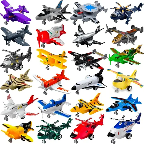 Miniatura 8 de Liberty Imports Juego de vehículos de juguete de aviones para tirar, paquete variado de helicópteros, bombarderos sigilosos, aviones de combate