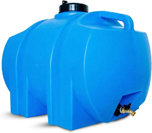 WaterPrepared Tanque de Agua Portátil, Mango de Plástico y Espita de Manguera, 35 Galones, Azul - Dispensador de Bebidas e Hidratación de Servicio