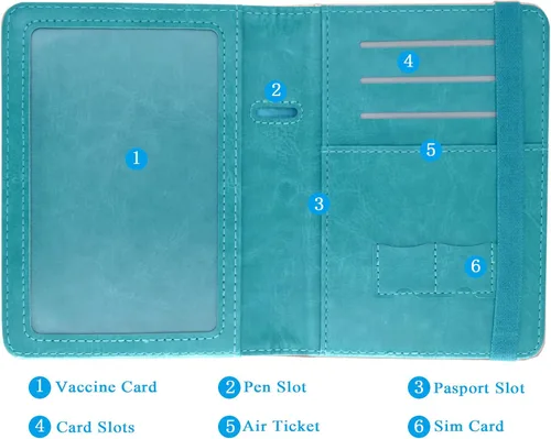 Miniatura 28 de Kandouren - Funda para pasaporte con bloqueo RFID, cartera para pasaporte para hombres y mujeres, el mejor regalo para viajeros, tarjetas de crédito