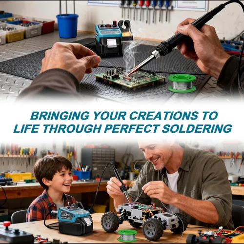 Miniatura 6 de Kit de soldadura inalámbrico para batería Makita 18v LXT, soldador digital LED de 75W con pistola de soldar con 5 puntas, alambre de soldadura