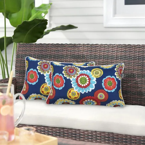 Miniatura 13 de Magpie Fabrics Paquete de 2 almohadas rectangulares lumbares impermeables para exteriores con inserto de 12 x 20 pulgadas, cojín decorativo