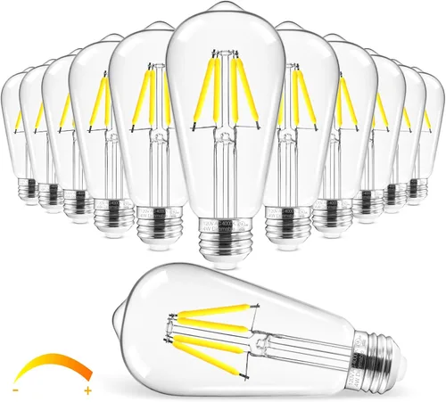 Miniatura 16 de Hizashi - Bombillas LED Edison de estilo vintage regulables, 4W equivalente a 40W, 5000K luz diurna, bombillas LED con base E26, 450LM, alta