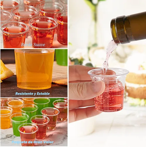 Miniatura 6 de Lilymicky paquete de 500 unidades de vasos de chupito de plástico de 1 onza, vasos desechables transparentes de 1 onza para vodka, whisky, tequila