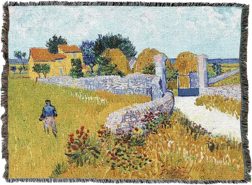 Miniatura 4 de Pure Country Weavers Manta Farmhouse in Provence de Vincent Van Gogh, tapiz de regalo de bellas artes, tejida de algodón, fabricada en los Estados