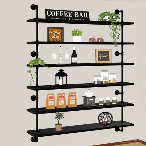 Miniatura 38 de HDDFER - Estantería industrial para tuberías rústicas en blanco, estantes de pared de tubería industrial con tablas de madera, estantes flotantes
