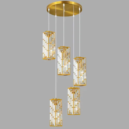 Miniatura 19 de Iluminación colgante dorada moderna, mini candelabros de cristal, lámpara colgante ajustable para cocina, isla, comedor, dormitorio (paquete de 1)