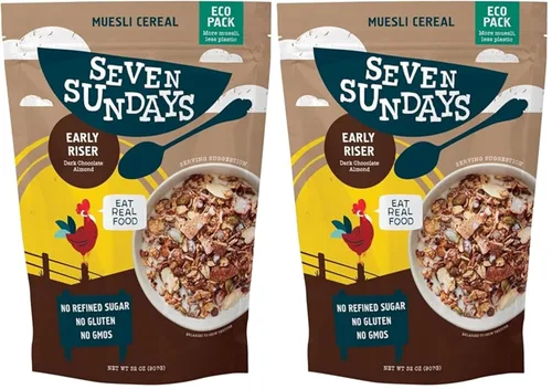 Miniatura 9 de Seven Sundays Muesli Orgánico de Cereales, Almendra Fecha Grosella del Mercado de Granjeros, Bolsa de 32 Oz (Paquete de 4), Sin Gluten, 0g de Azúcar