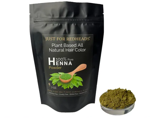 Just for Redheads Tinte de pelo de henna para pelirrojas, hojas pulverizadas 100% secas de plantas puras de Lawsonia (rojo)