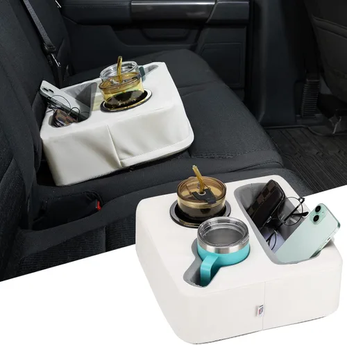 Miniatura 8 de KEMIMOTO Portavasos de asiento trasero para automóvil, portavasos para sofá, organizador para auto, camión, barco, bandeja expansora para sofá, cama