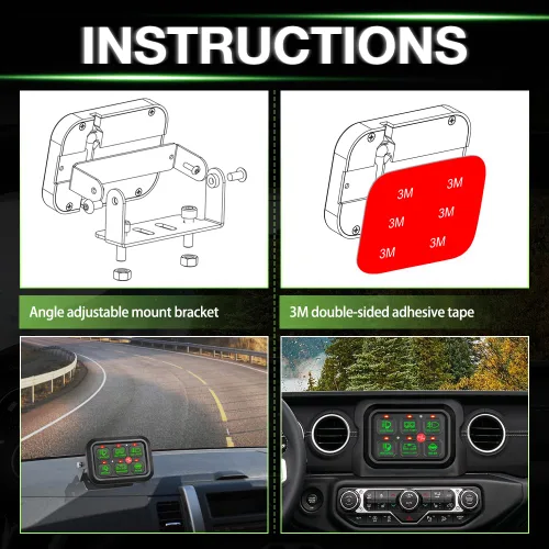 Miniatura 8 de Panel de interruptor de 6 bandas, Niking Auto Caja universal de control de circuito sistema de relé de interruptor de botón de encendido y apagado