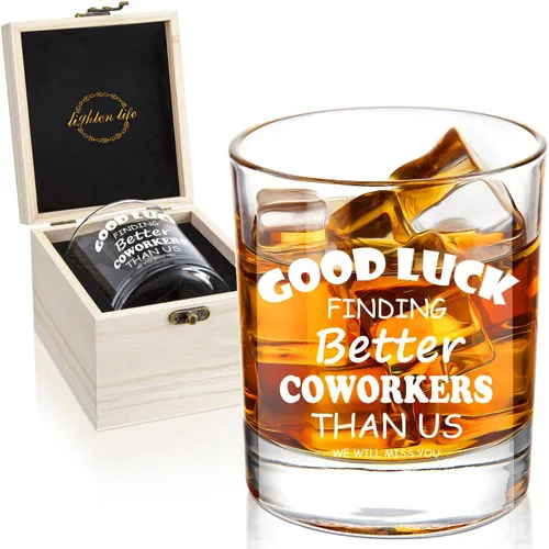 LIGHTEN LIFE Vaso de whisky Good Luck Finding Better Coworkers Than Us de 12 onzas, regalo novedoso para compañero de trabajo en una valiosa caja de
