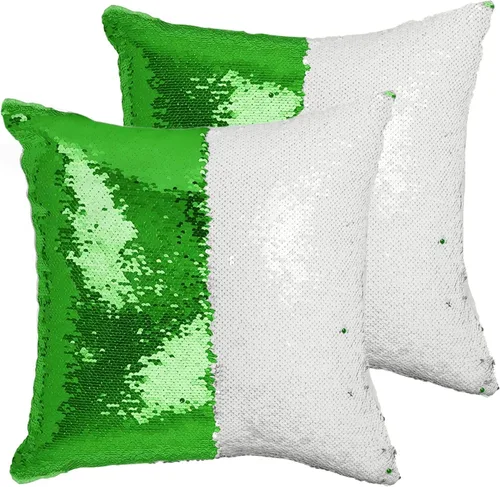 Miniatura 23 de Paquete de 2 fundas de almohada de lentejuelas sublimadas de 16 x 16 pulgadas, fundas de almohada reversibles con purpurina para regalos