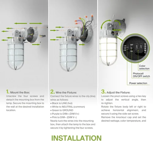 Miniatura 8 de ASD Luz LED de tarro de gelatina hermética al vapor, 12/16/20 W, 120-277 V, IP65 RGBCW, lámpara de pared industrial del anochecer al amanecer, luz