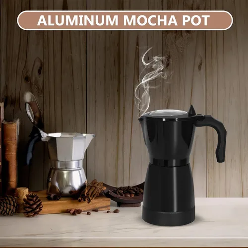 Miniatura 3 de Cafetera eléctrica para café expreso, 10.1 fl oz, 6 tazas de aluminio con protección contra sobrecalentamiento y base desmontable, cafetera italiana