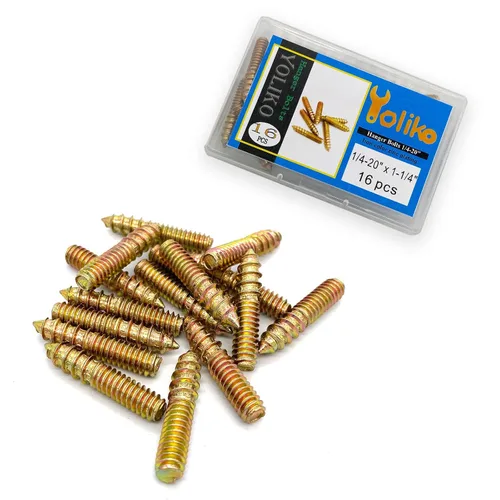 Miniatura 7 de Paquete de 16 pernos de suspensión de 1/4-20 x 1-1/4 pulgadas con doble cabeza y clavija de madera, para tornillos de muebles y varillas roscadas