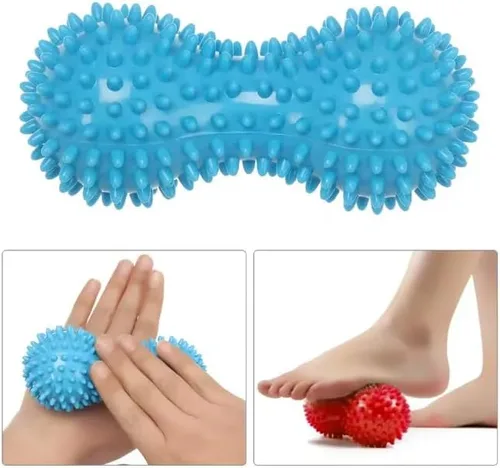 Miniatura 4 de Bolas de maní suaves para masaje, reflexología de presión, masajeador de maní, alivio miofascial para fascitis de pies, 1 paquete (rojo)