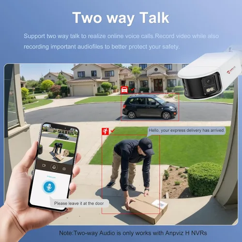 Miniatura 3 de Anpviz Cámara de seguridad de doble lente IP PoE de 4K/8MP de 180 grados para exteriores, cámara panorámica panorámica de 180° con cable
